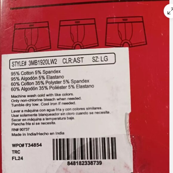 Levi’s Boxer Brief Cotton Stretch 3 Pack Men’s Size Large Black/Gray/Blue - Picture 6 of 6